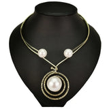 Indian Big Simulated Pearl Torques Necklaces Punk Statement