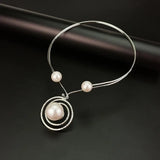 Indian Big Simulated Pearl Torques Necklaces Punk Statement