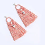 Bohemia Tassel Earrings With Shell Beads Fringed Dangle Statement Ethnic Jewelry