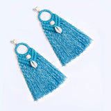 Bohemia Tassel Earrings With Shell Beads Fringed Dangle Statement Ethnic Jewelry