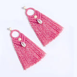 Bohemia Tassel Earrings With Shell Beads Fringed Dangle Statement Ethnic Jewelry