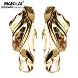 Statement Metal Stud Earrings for Women Big Jewelry Gift