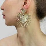 Statement Metal Stud Earrings for Women Big Jewelry Gift