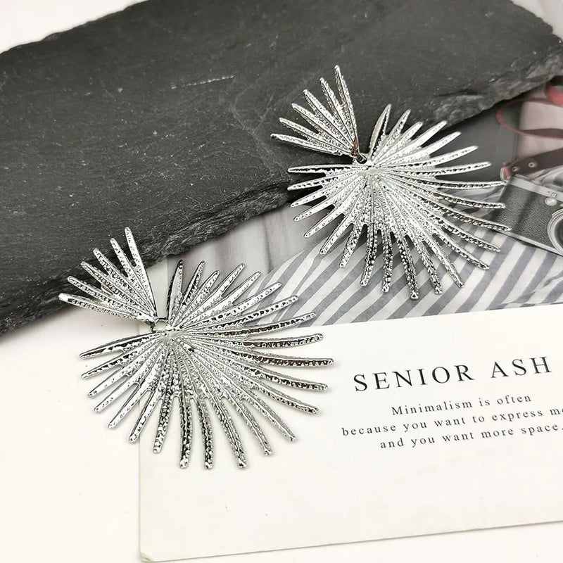 Statement Metal Stud Earrings for Women Big Jewelry Gift