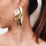Statement Metal Stud Earrings for Women Big Jewelry Gift