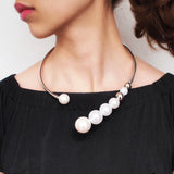 Metal Torques Pearl Choker Necklace For Women