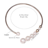 Metal Torques Pearl Choker Necklace For Women