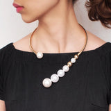 Metal Torques Pearl Choker Necklace For Women