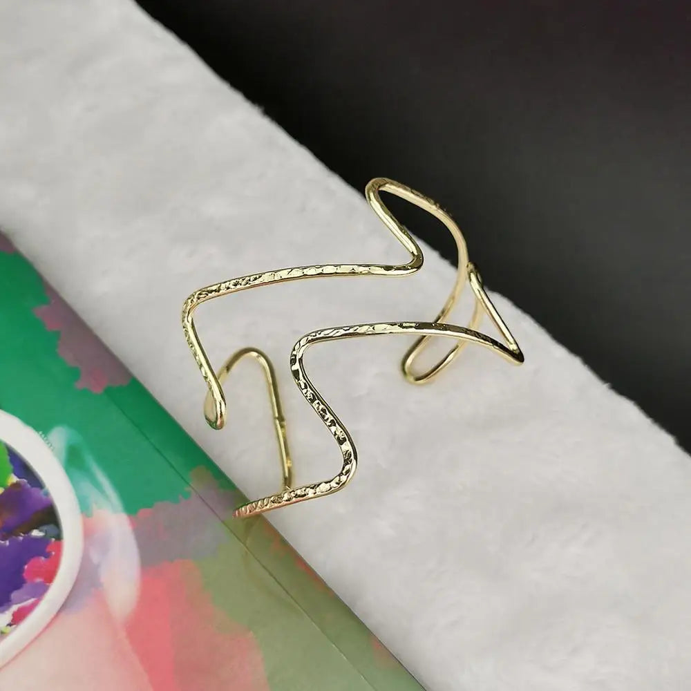 Irregular Geometric Metal Bracelets Vintage Big Cuff Bangles Girls Party Jewelry