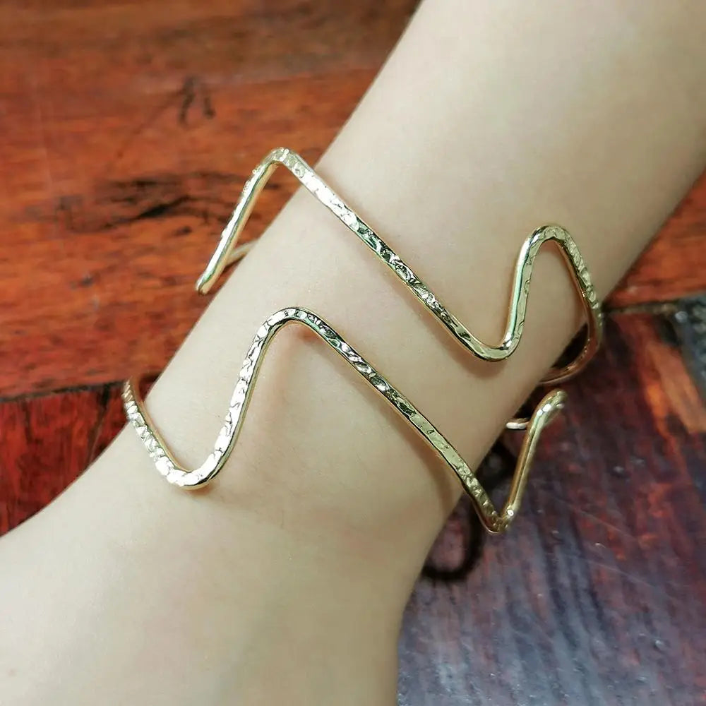 Irregular Geometric Metal Bracelets Vintage Big Cuff Bangles Girls Party Jewelry