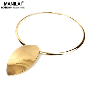 Oval Metal Statement Chokers Necklaces For Women