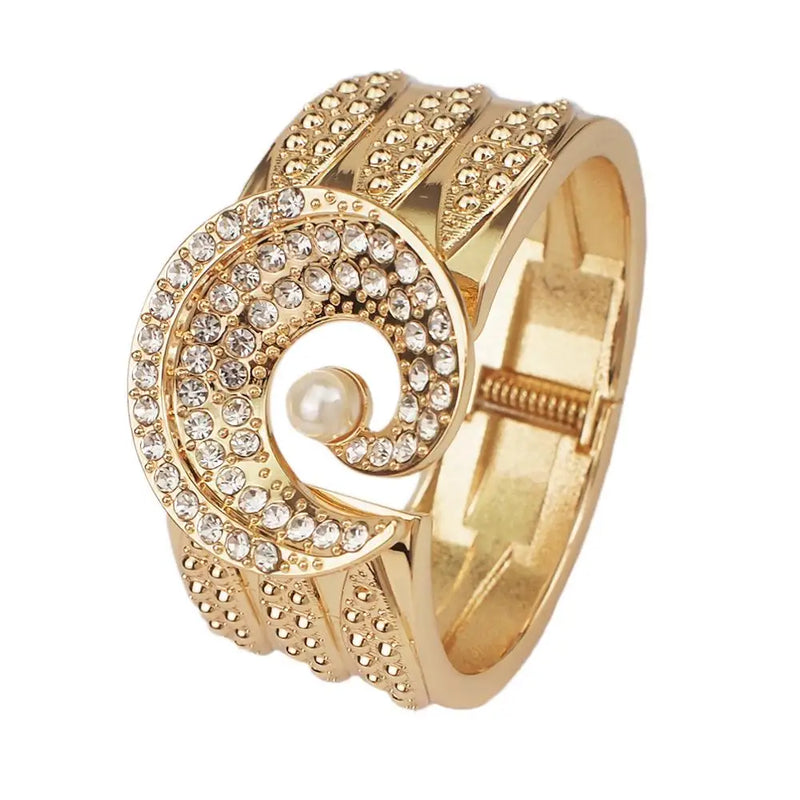 Punk Alloy Bracelet Bangle Geometric Rhinestones Cuff