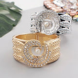 Punk Alloy Bracelet Bangle Geometric Rhinestones Cuff
