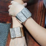 Rhinestone Cuff Bracelet High Alloy Statement Jewelry