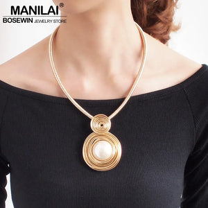 Simulated Pearl Choker Necklace for Women Statement Jewelry
