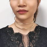 Metal Line Rigid Chocker Bib Neck Torques Choker Necklaces
