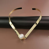 Torques Choker Necklace For Women Statement Wide Metal Collar Jewelry