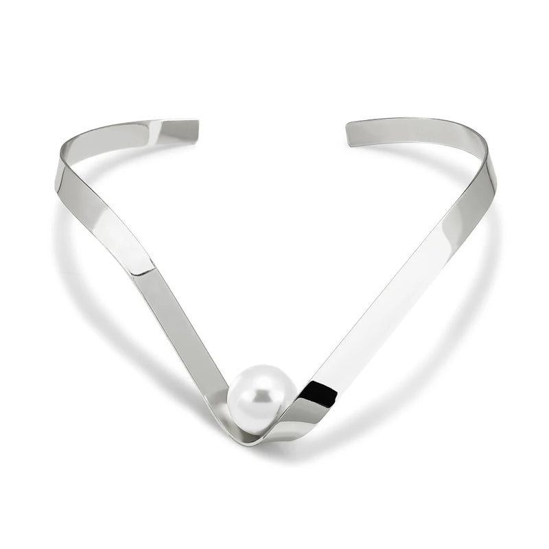 Torques Choker Necklace For Women Statement Wide Metal Collar Jewelry