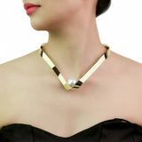 Torques Choker Necklace For Women Statement Wide Metal Collar Jewelry