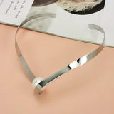 Torques Choker Necklace For Women Statement Wide Metal Collar Jewelry
