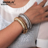 Rough Surface Metal Bangles Bracelets Punk Statement Cuff Bracelets