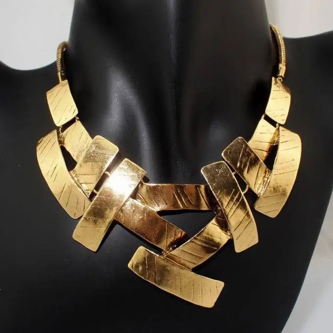Vintage Cross Choker Necklace Snake Chain Statement Jewelry