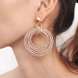 Bohemian Round Multilayer Dangle Earrings Statement Party Jewelry