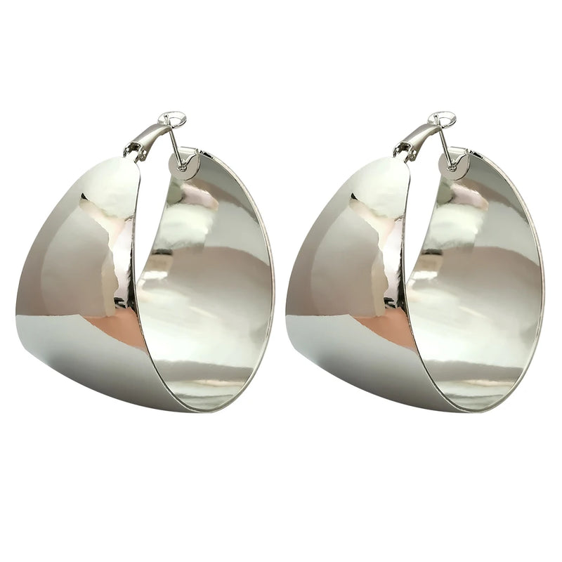 Chunky Hoop Earrings Alloy Metal Large Statement Jewelry