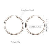 Stainless Steel Tube Hoop Earrings 55mm Diameter