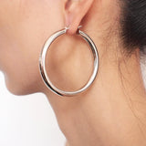 Stainless Steel Tube Hoop Earrings 55mm Diameter