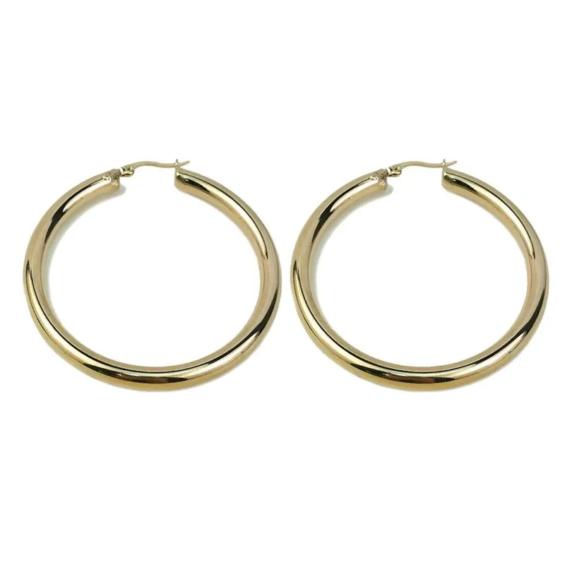 Stainless Steel Tube Hoop Earrings 55mm Diameter