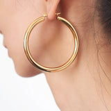 Stainless Steel Tube Hoop Earrings 55mm Diameter