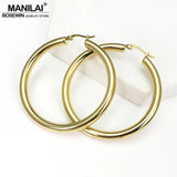 Stainless Steel Tube Hoop Earrings 55mm Diameter