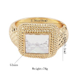 Geometric Alloy Statement Cuff Bracelet Square Glass Bangles Party Jewelry
