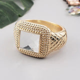 Geometric Alloy Statement Cuff Bracelet Square Glass Bangles Party Jewelry