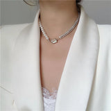 MASA Korea Rhinestone Pearl Choker Necklace for Women Girls