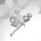Heart Drop Earrings Natural Pearl Chain Dangle Earrings