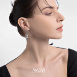Bear Earrings High Brass Silver Plated Heart Earrings