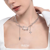 Modern Jewelry Star Pendant Necklace Brass Thick Chain Women Gift