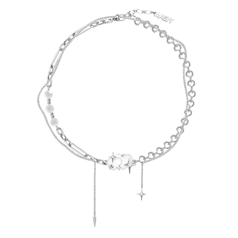 Modern Jewelry Star Pendant Necklace Brass Thick Chain Women Gift