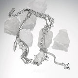 Modern Jewelry Star Pendant Necklace Brass Thick Chain Women Gift