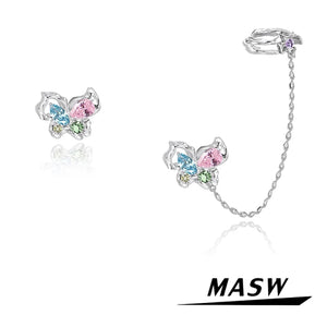 Colorful Zircon Butterfly Earrings for Women Girl Gift