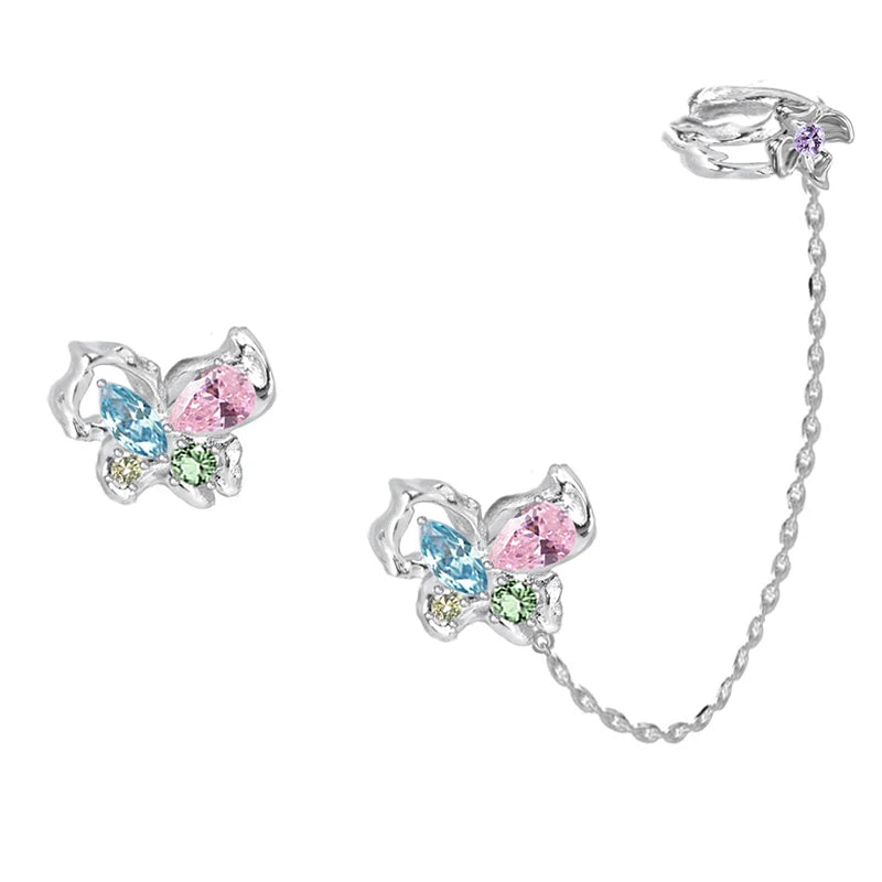 Colorful Zircon Butterfly Earrings for Women Girl Gift