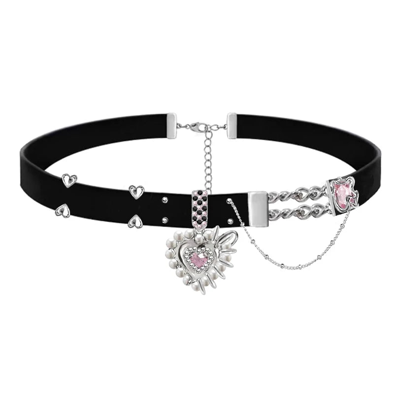 Heart Choker Necklace Trendy Jewelry for Women