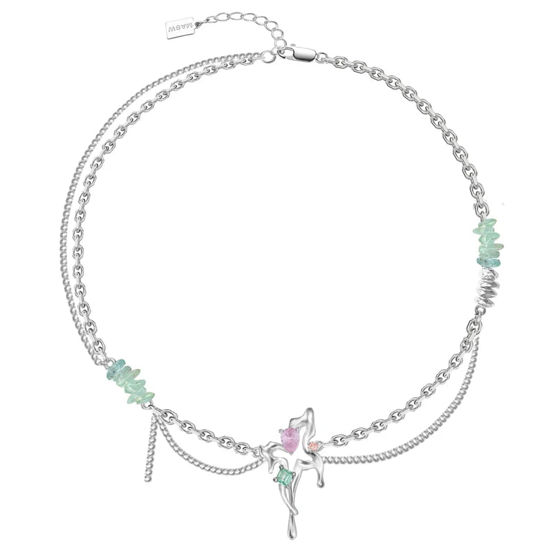 Hip-hop Versatile Choker Necklace Spring Green Beads Chain Necklace