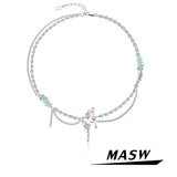 Hip-hop Versatile Choker Necklace Spring Green Beads Chain Necklace