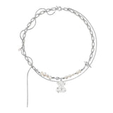 Little Bear Pendant Necklace Brass Chain for Women