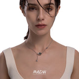 Delicate Chain Necklace with Bead Pendant, Geometric Design for Women