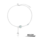 Delicate Chain Necklace with Bead Pendant, Geometric Design for Women