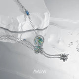 Delicate Chain Necklace with Bead Pendant, Geometric Design for Women